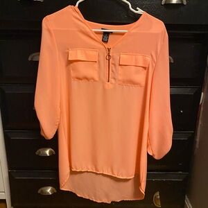 Rue21 Coral Blouse with Zipper Detail